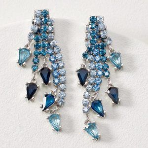 WHBM * STUNNING! * Blue Chandelier Earrings MULTI SHADES OMBRE